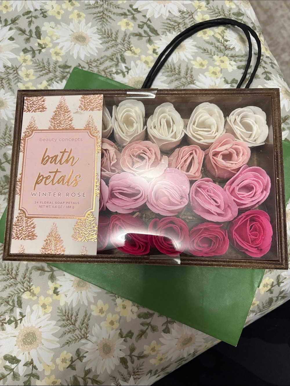 Bath Petals Winter Rose Floral Soap Petals – Pink & White